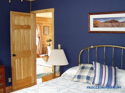Yatak odasının iç kısmındaki mavi renk - 50 örnek ve tasarım kuralları