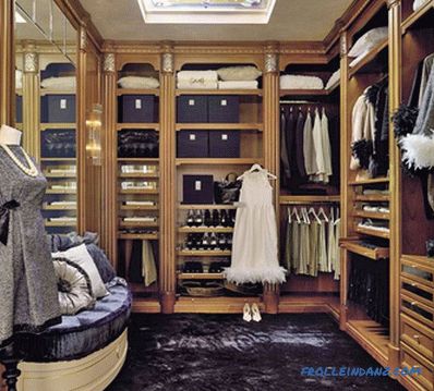 Bir giyinme odası nasıl düzenlenir - bir giyinme odası planlaması ve tasarımı (+ fotoğraf)