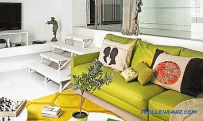 İç fıstık rengi - mutfak, oturma odası veya yatak odası ve diğer renkler ile bir arada
