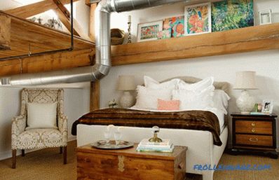 Loft tarzı yatak odası - 52 iç mekan örnekleri